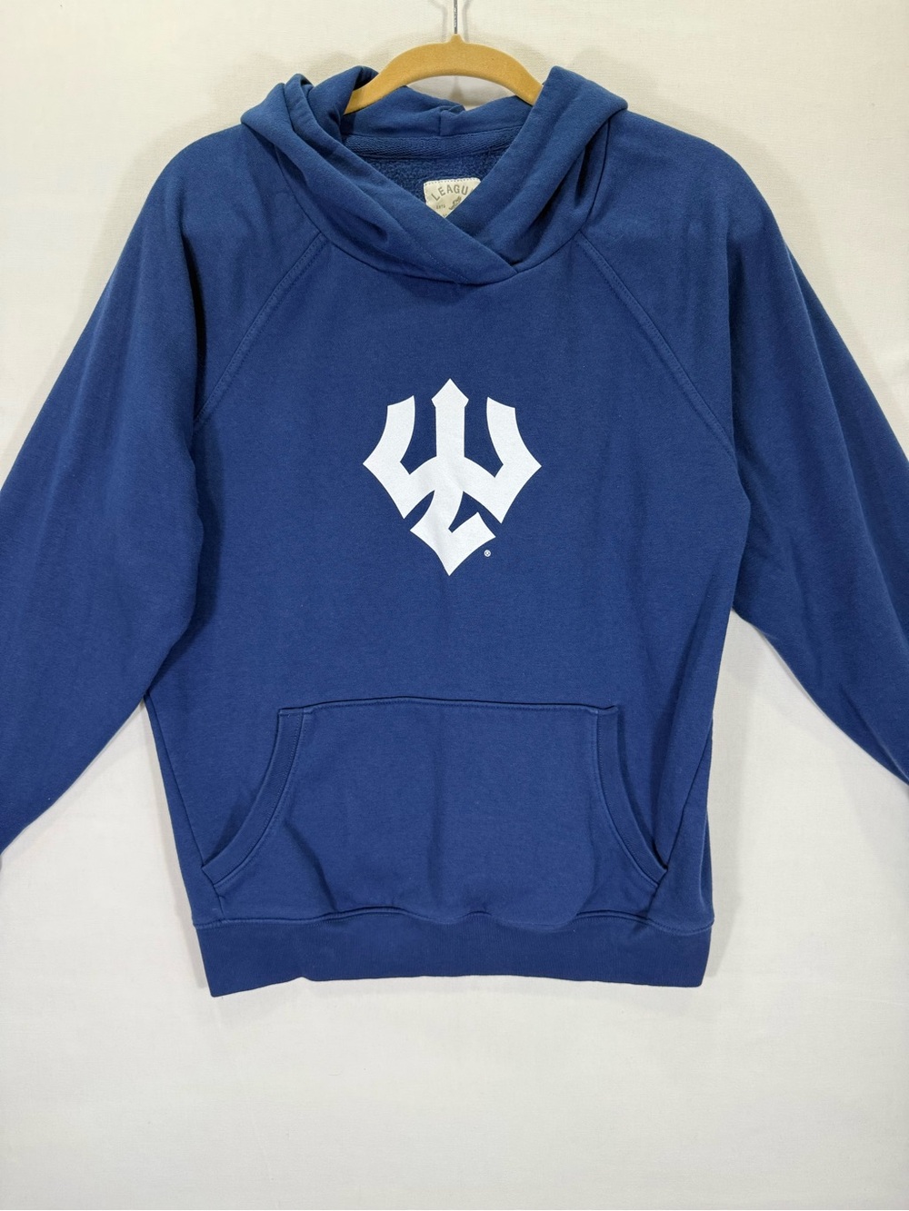 League Navy Blue Hoodie with White Label